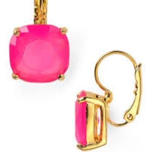 Kate Spade Square Cushion Cut Earrings (neon pink)